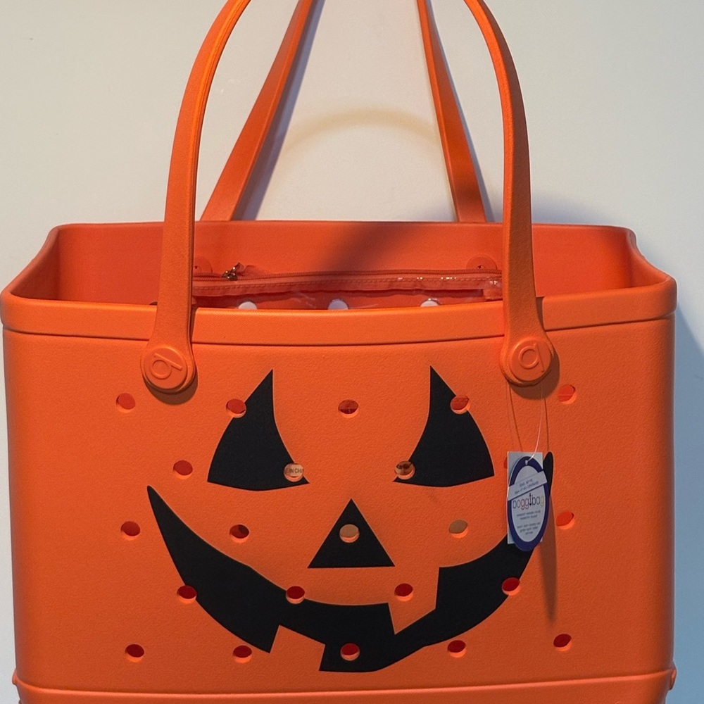 BOGG BAG Orange Jack-o'-Lantern Face Tote